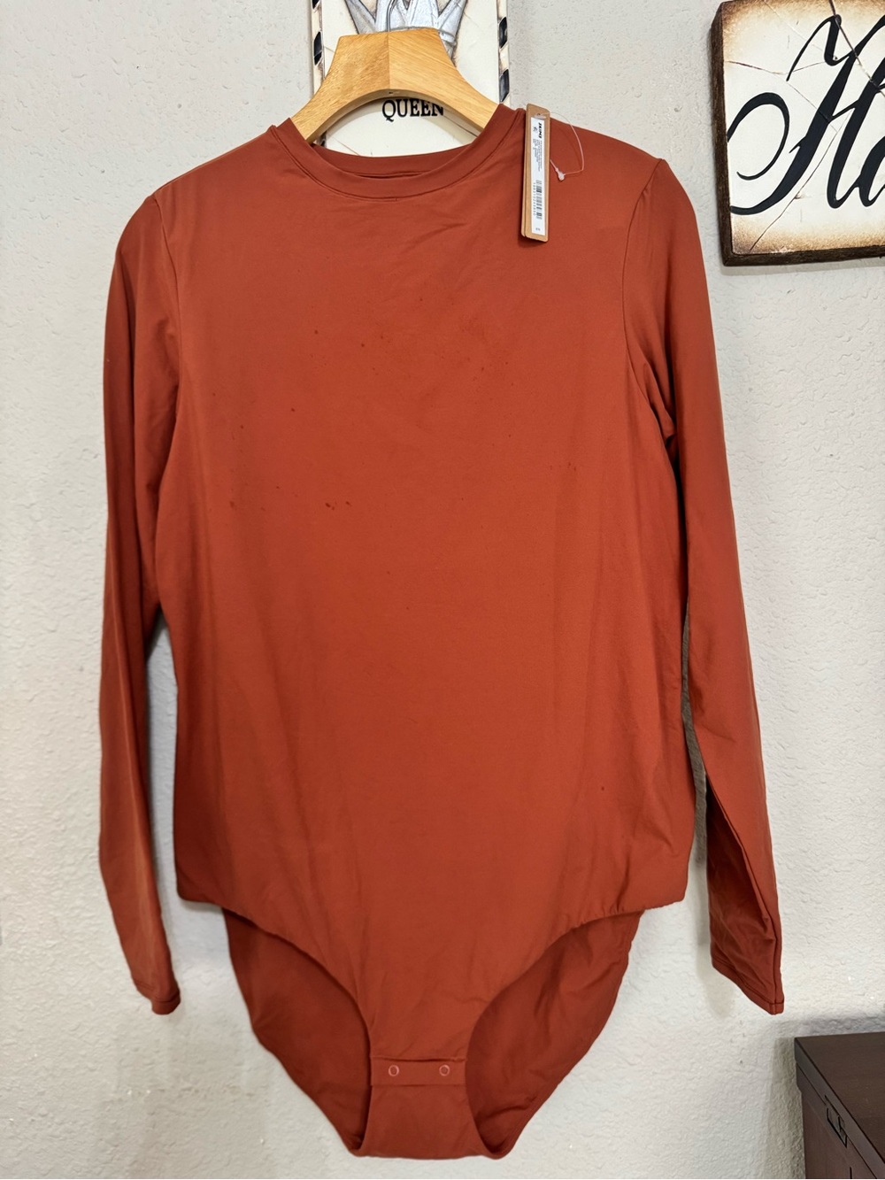 SKIMS Long Sleeve Rust Crewneck Bodysuit